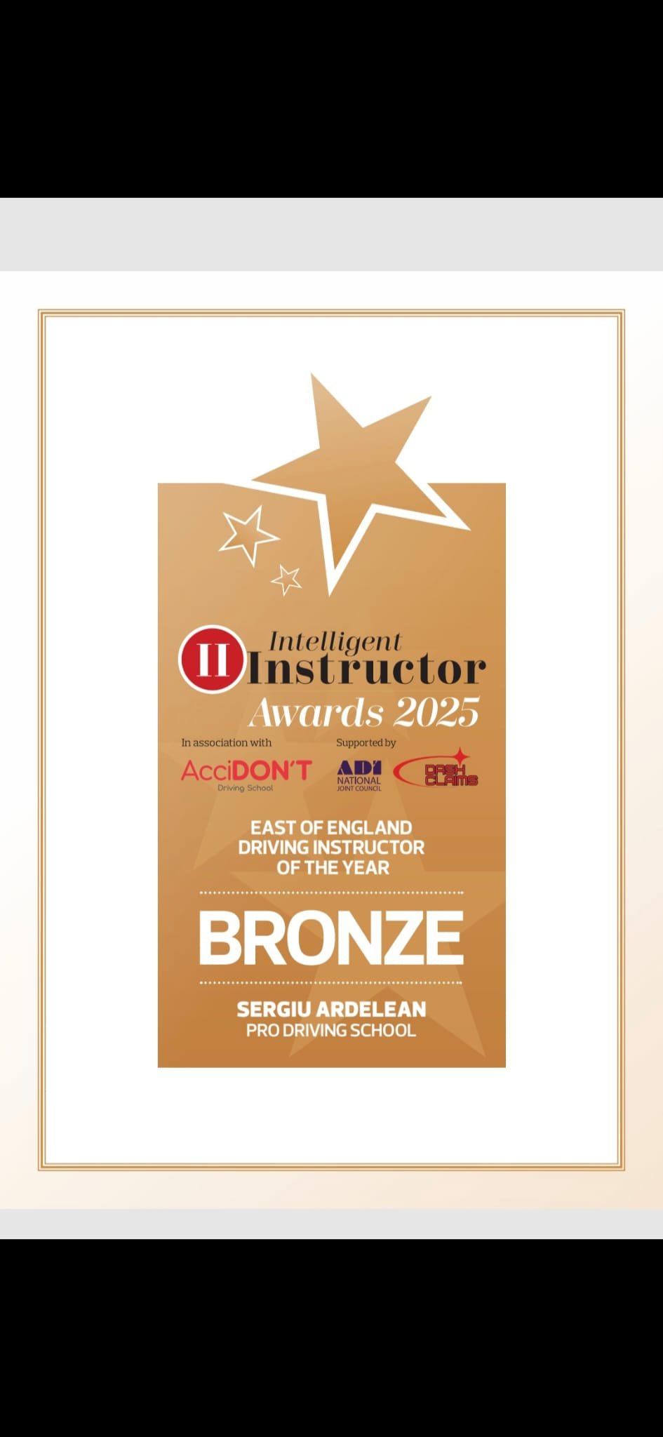 Pro Driving School Business Awards UK recognition